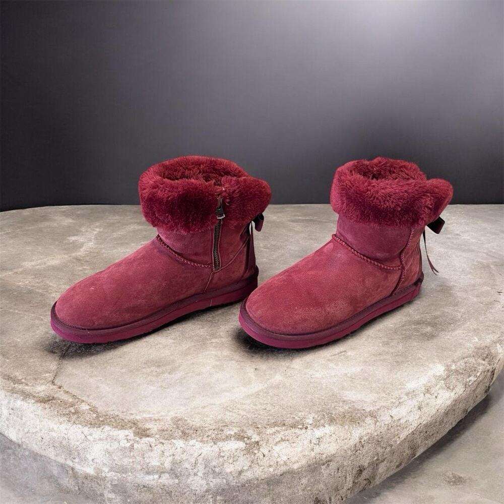 LAMO Adele Suede Faux Short Shearling Boots Bright Red Women’s US 9 -UK 7 -EU 40